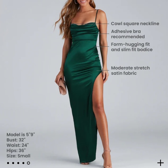 Silk emerald green dress. Never worn, took the tag off. But never been used - Picture 4 of 4